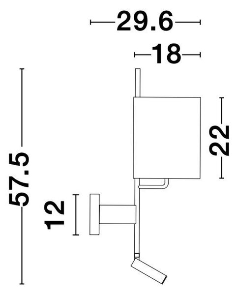 Nova Luce Nástěnné svítidlo YAMA, nastavitelné - vypínač na těle E27 1x12W, 3W 3000K čtecí lampička Barva: Černá