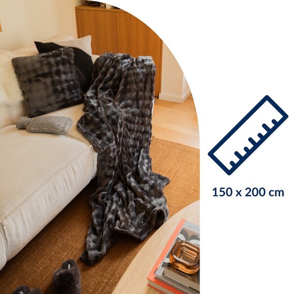 Šedá deka z mikroplyše 150x200 cm Wave – Tiseco Home Studio