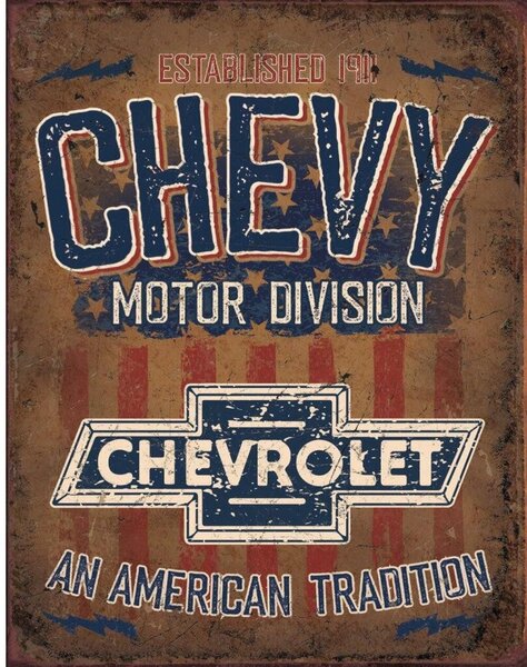 Plechová cedule Chevy - American Tradition 40 cm x 32 cm