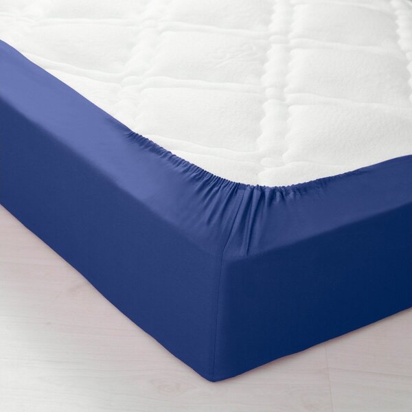 Jednobarevné napínací prostěradlo zn. Colombine® s hloubkou rohů 32 cm, z bavlny nám. modrá 90x190 cm