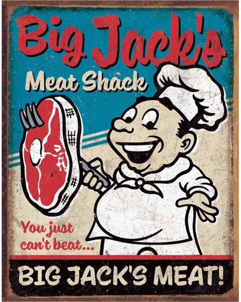 Plechová cedule Big Jacks Meats 40 cm x 32 cm