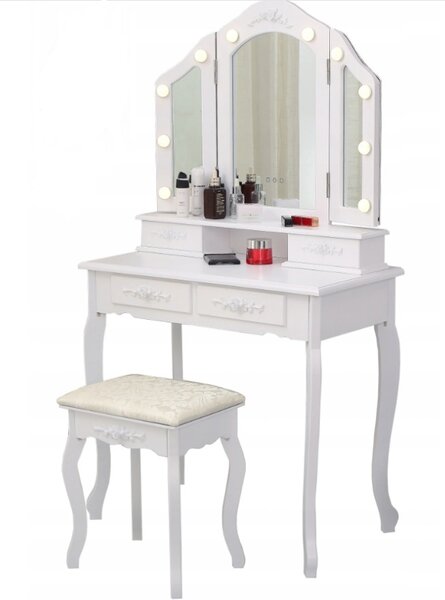 Toaletní stolek Elegant s LED osvětlením + dárek hubka na make up