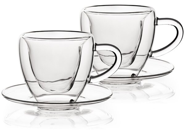 4Home Termo sklenice šálek s podšálkem Heart Hot&Cool, 150 ml, 2 ks