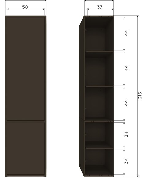 WOOOD Hnědá dřevěná modulární skříň Meggy 215 x 55 cm
