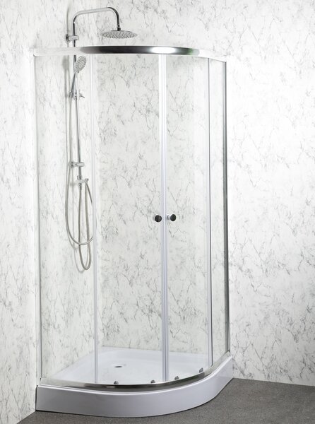 Novoterm Čtvrtkruhový sprchový kout NV-Leo 80x80 chrom/transparent + vanička