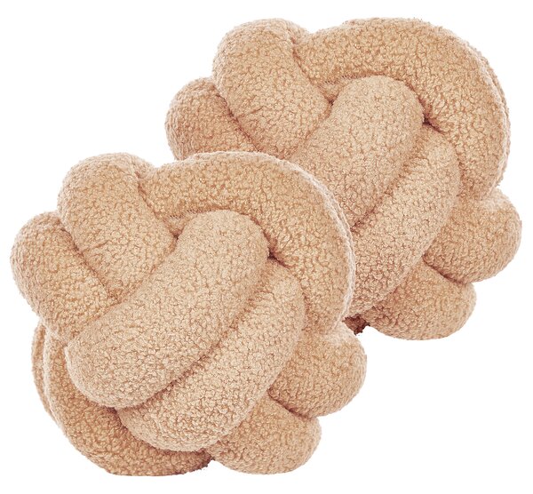 Sada 2 dekorativních polštářů MALNI Buklé 19 x 19 cm Pískově béžová Bez vzoru