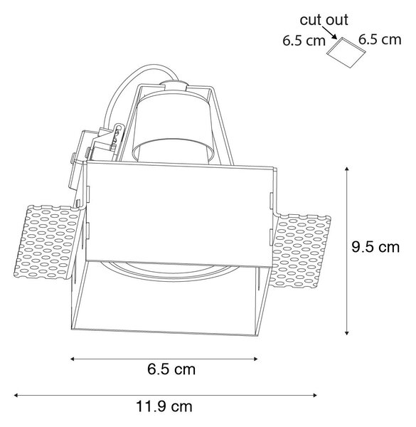 Sada 6 vestavných bodových svítidel bílých GU10 50 mm bez rámečku - Oneon