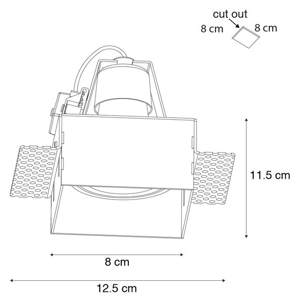 Sada 6 černých zapuštěných bodových svítidel GU10 70 mm bez rámečku - Oneon