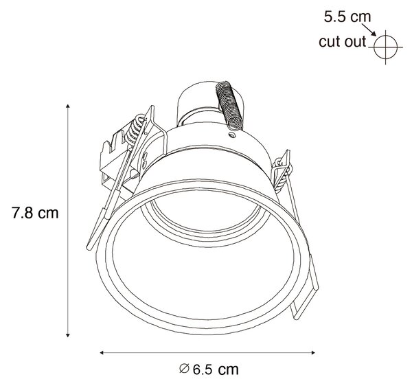 Sada 6 černých zapuštěných bodových svítidel GU10 35 mm IP44 - Dept