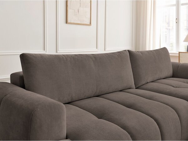 Taupe rozkládací/s úložným prostorem rohová pohovka (pravý roh/s lenoškou) Fuji – Bobochic Paris
