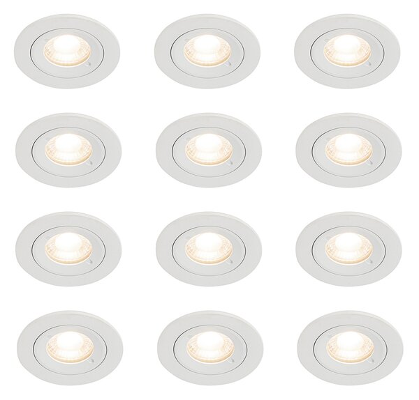 Sada 12 bílých kulatých LED bodových svítidel GU10 50 mm IP44 - Xena