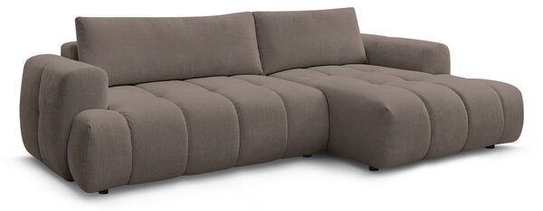 Taupe rozkládací/s úložným prostorem rohová pohovka (pravý roh/s lenoškou) Fuji – Bobochic Paris