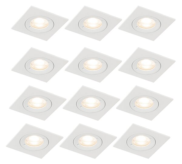 Sada 12 vestavných bodových svítidel bílých čtvercových GU10 50 mm IP44 - Xena
