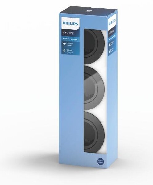 PH 50393/99/PN Zapuštěné bodové podhledové svítidlo Philips Donegal set 3ks 50393/99/PN šedé - PHILIPS (915005424031)