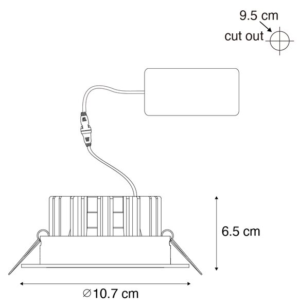 Vestavné bodové svítidlo bílé 9,5 cm vč. LED 1015 lm stmívatelné IP65 - Gaius