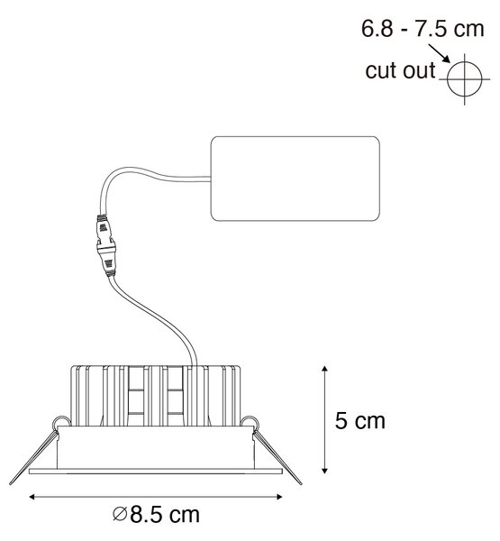 Sada 6 zapuštěných bodových světel černá 6,8 cm vč. LED 750 lm stmívatelná IP65 - Gaius