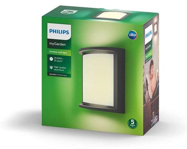 PH 17391/93/P0 LED Venkovní nástěnné svítidlo Samondra 17391/93/P0 antracit 2700K - PHILIPS (915005554401)