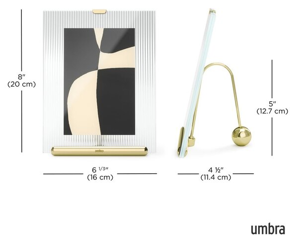 Skleněný stojací rámeček ve zlaté barvě 16x20 cm Flute – Umbra