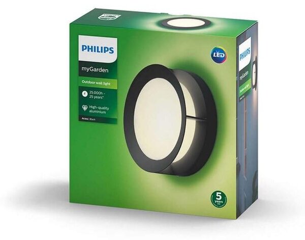 PH 17390/30/P0 LED Venkovní nástěnné svítidlo Actea 17390/30/P0 černé 2700K - PHILIPS (915005554301)