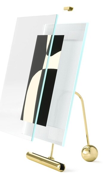 Skleněný stojací rámeček ve zlaté barvě 16x20 cm Flute – Umbra