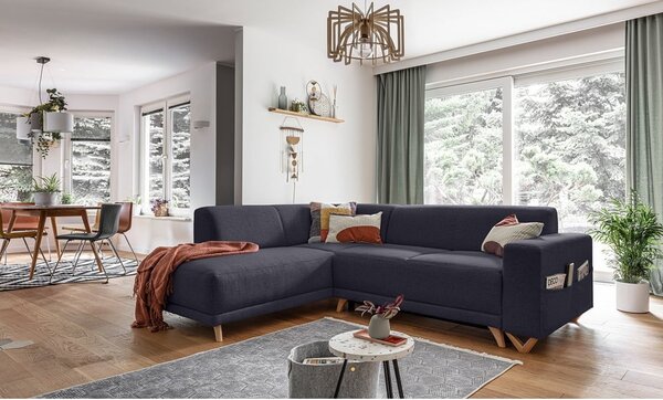 Antracitová rozkládací/s úložným prostorem rohová pohovka (levý roh/do L) Classy Sophie – Miuform