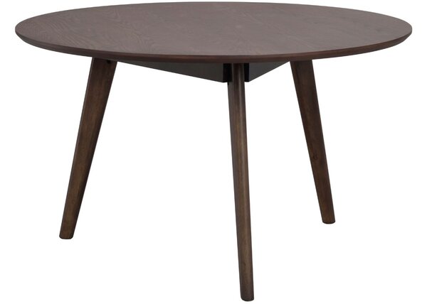 Tmavě hnědý jasanový konferenční stolek ROWICO YUMI 90 cm