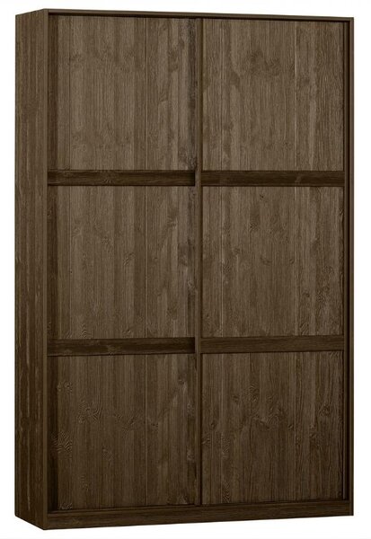 Hoorns Hnědá borovicová šatní skříň Kitai 215 x 139 cm