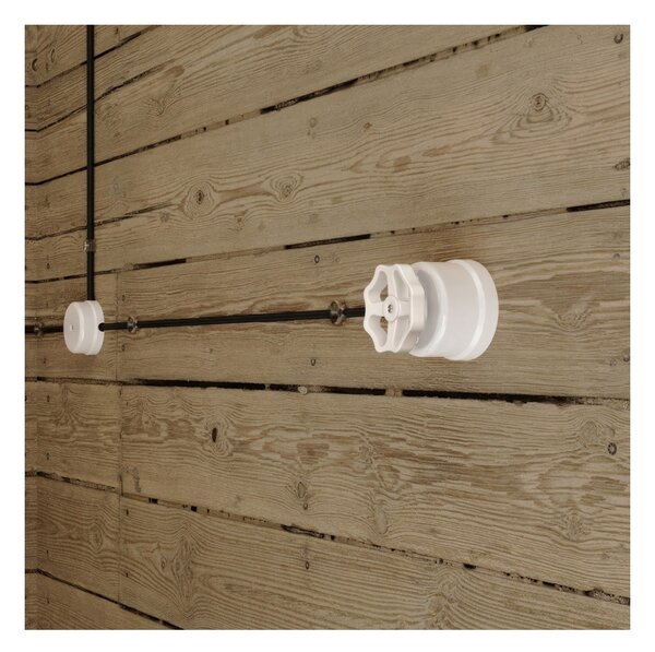 Creative cables Spínač/přepínač v bílé porcelánové variantě s knoflíkem Barva: Bílá
