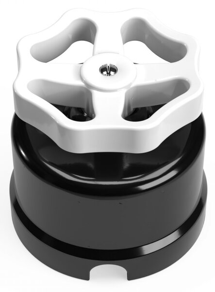 Creative cables Spínač/Přepínač v černé porcelánové variantě s knoflíkem Barva: Červená