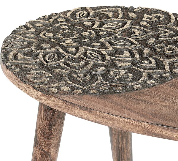 Sada 2 odkládacích stolků KHETUA Mangové dřevo Hnědá