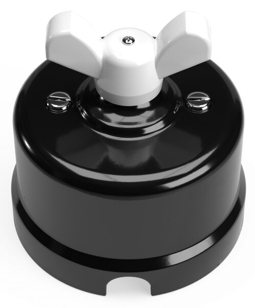 Creative cables Přepínač/odbočka v černém porcelánu s křídlovou matkou Barva: Bílá