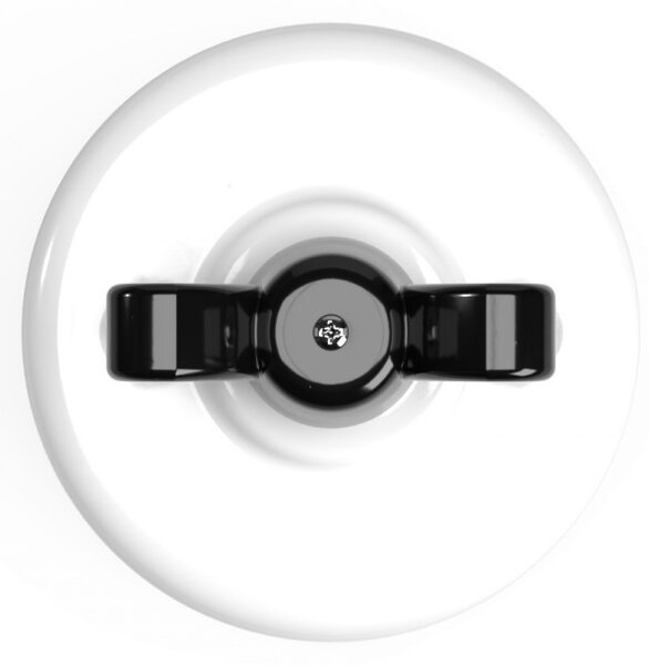 Creative cables Přepínač/Rozbočovač v bílé keramice s motýlkovou maticí Barva: Červená