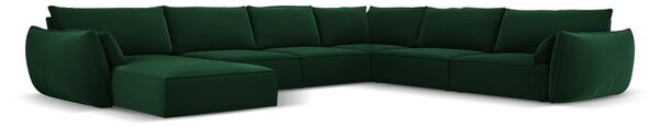 Tmavě zelená sametová rohová pohovka (pravý roh/do "U") Vanda – Mazzini Sofas