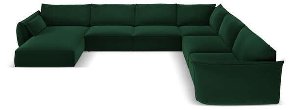 Tmavě zelená sametová rohová pohovka (pravý roh/do "U") Vanda – Mazzini Sofas