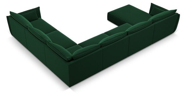 Tmavě zelená sametová rohová pohovka (pravý roh/do "U") Vanda – Mazzini Sofas