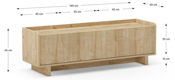 TV stolek v dekoru dubu v přírodní barvě 140x45x40 cm Daira – Marckeric