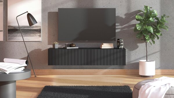 TV STOLEK, černá, bílá, vysoce lesklá bílá, 154/32/42 cm Xora - Komody bílé