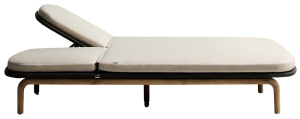 Kave Home Dřevěné zahradní dvojlehátko Alipa s tmavě šedým výpletem