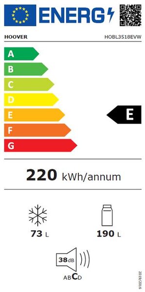 Vestavná chladnička HOOVER HOBL3518EVW (E)