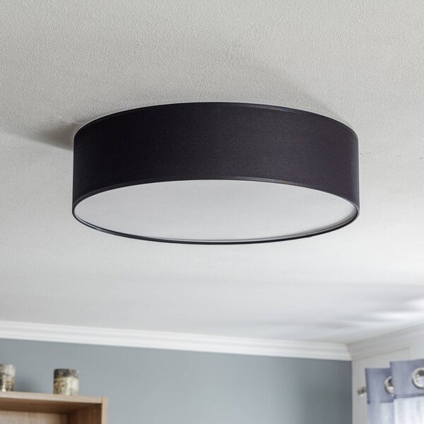 TK Lighting Stropní svítidlo Rondo, černé, Ø 50 cm, stmívatelný, Černá, Ložnice, Textil / tkanina / hedvábí, Moderní