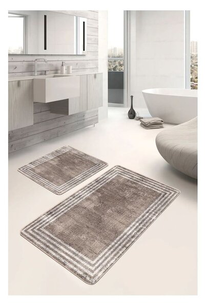 Hnědé sametové koupelnové předložky v sadě 2 ks 60x100 cm – Mila Home
