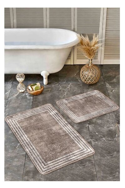 Hnědé sametové koupelnové předložky v sadě 2 ks 60x100 cm – Mila Home