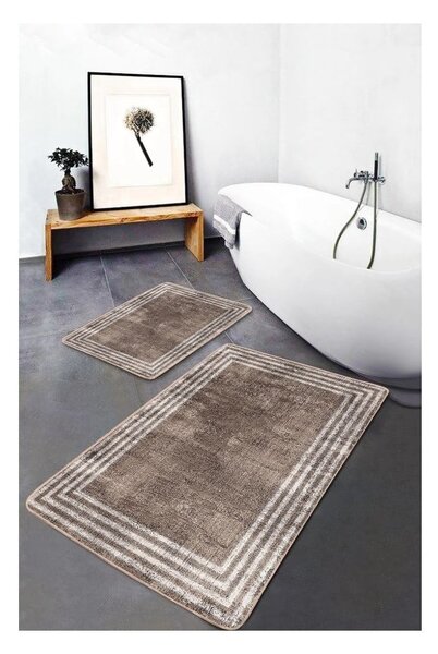 Hnědé sametové koupelnové předložky v sadě 2 ks 60x100 cm – Mila Home