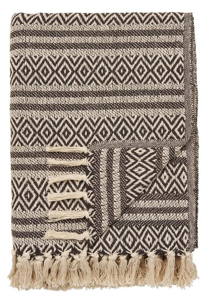 Hnědá deka z recyklované bavlny 130x180 cm Adana – House Nordic