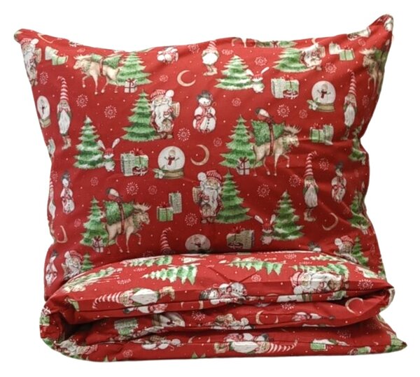 Povlečení bavlněné Vánoční Santa Claus TiaHome - 1x Polštář 90x70cm, 1x Přikrývka 140x200cm