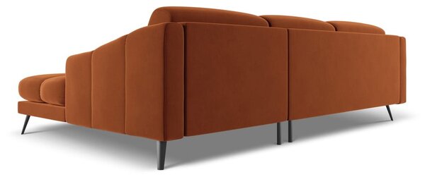 Oranžová sametová rohová pohovka (pravý roh) Nalu – Makamii