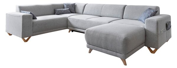 Světle šedá rozkládací/s úložným prostorem rohová pohovka (levý roh/do "U") Classy Sophie – Miuform