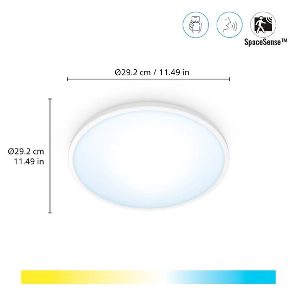 WiZ SuperSlim LED stropní světlo CCT Ø29cm bílé