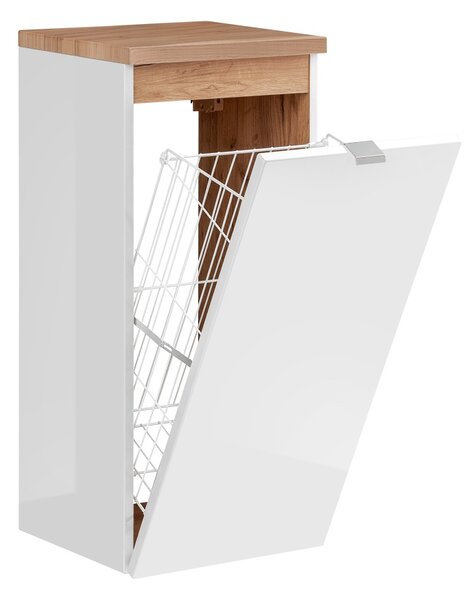 Comad Doplňková koupelnová skříňka nízká s košem na prádlo Capri White 35 bílá