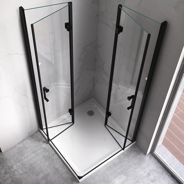 BPS-koupelny Čtvercový sprchový kout KZ08A BL 70x70 černá/transparent - bez vaničky